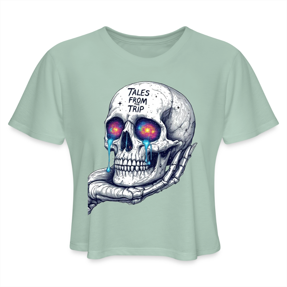 Galactic Skull Crop Top - dusty mint blue