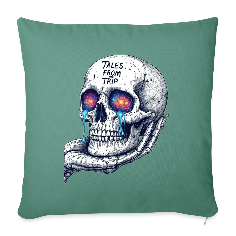 Galactic Skull Pillow Cover 18” x 18” - cypress green