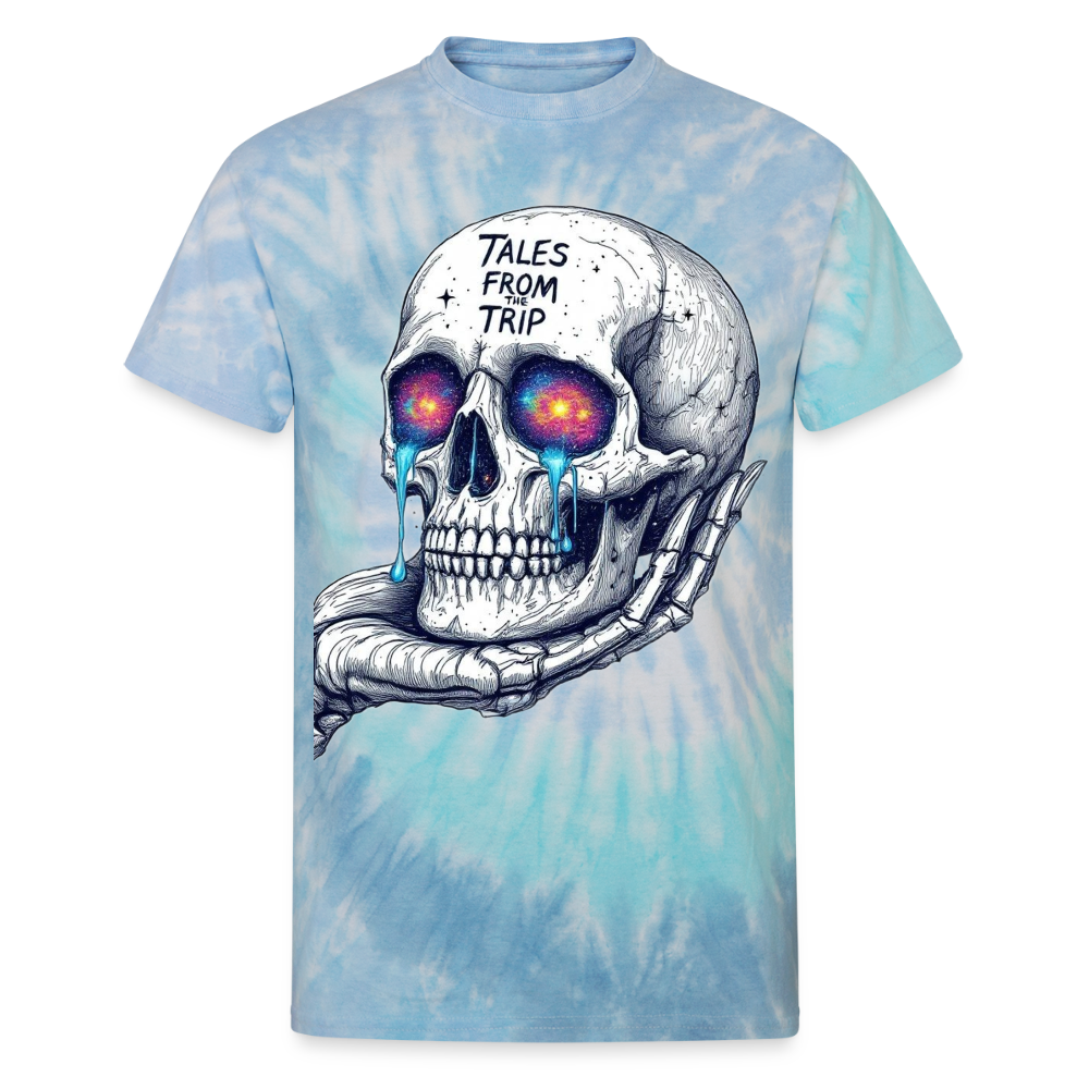 Galactic Skull Unisex Tie Dye T-Shirt - blue lagoon