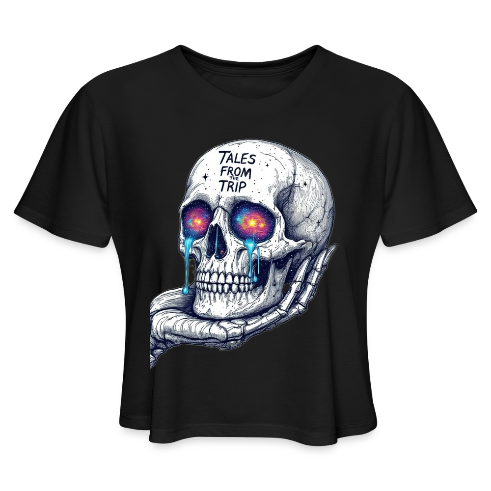 Galactic Skull Crop Top - black