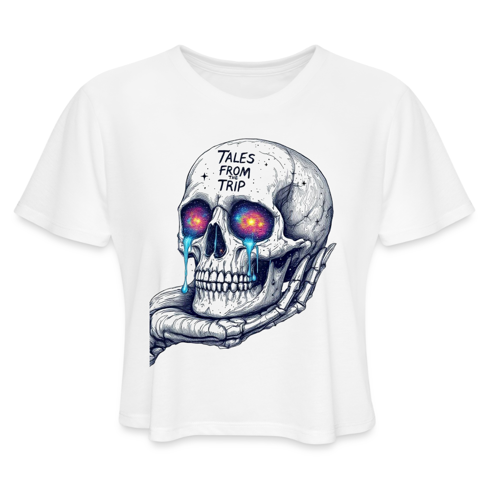 Galactic Skull Crop Top - white