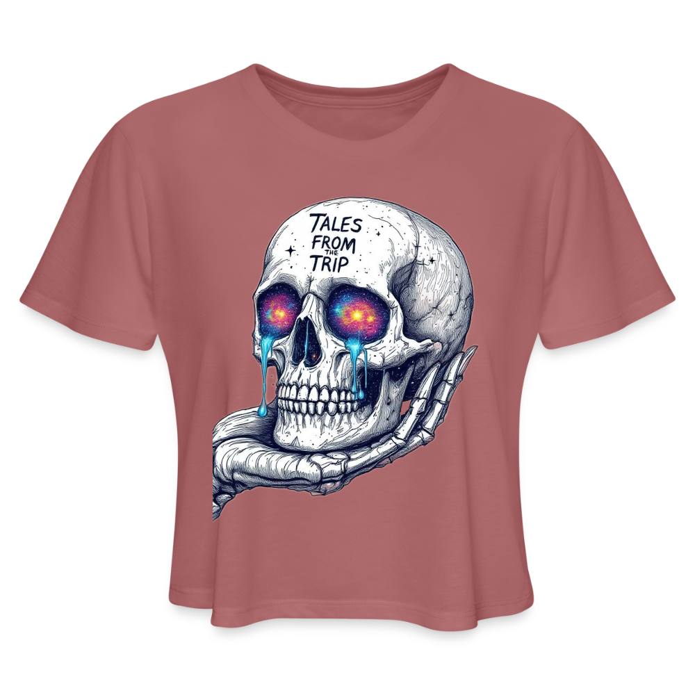 Galactic Skull Crop Top - mauve