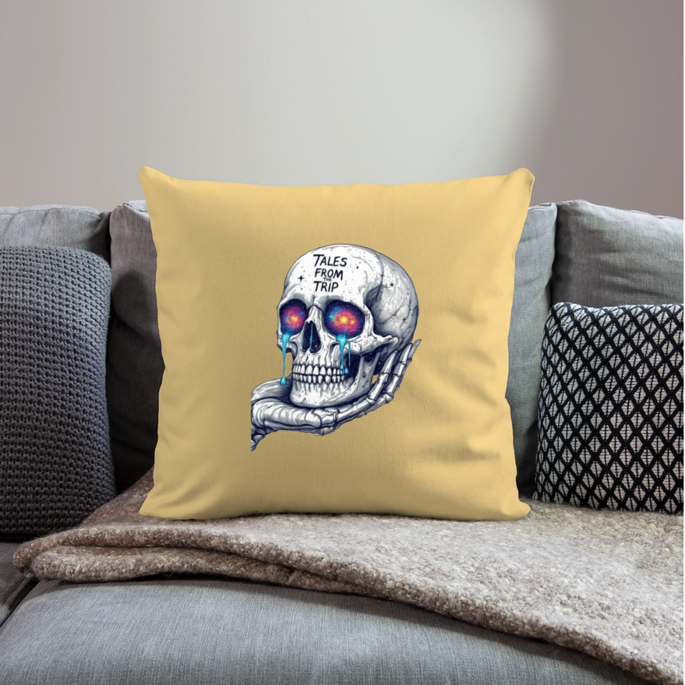 Galactic Skull Pillow Cover 18” x 18” - washed yellow