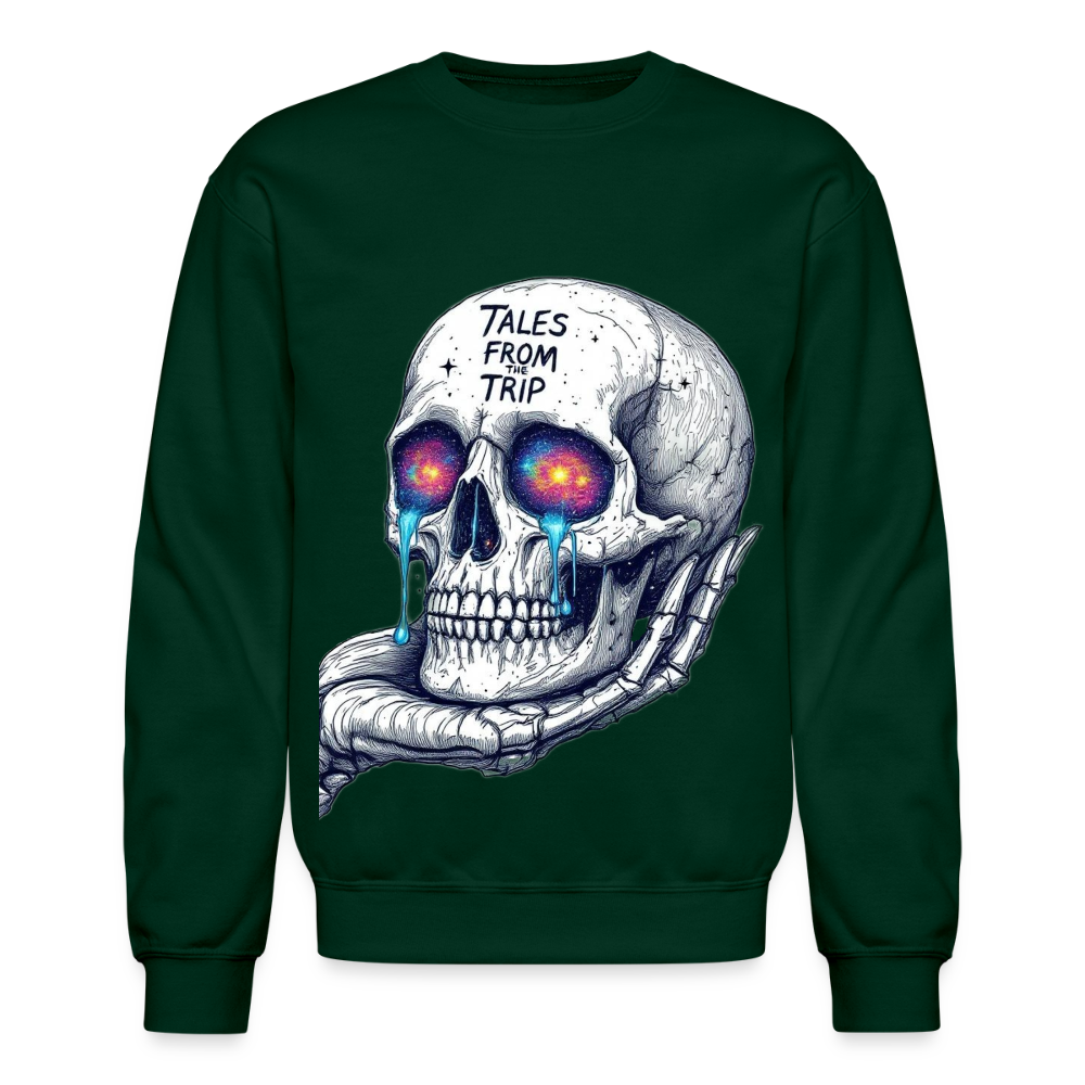 Galactic Skull Crewneck Sweatshirt - forest green
