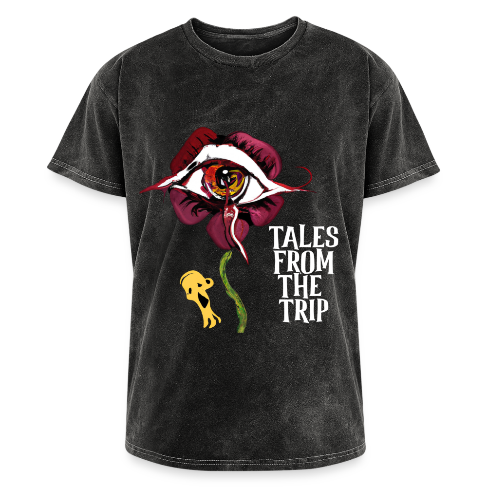 Datura Mineral Wash T-Shirt (White Text) - mineral black