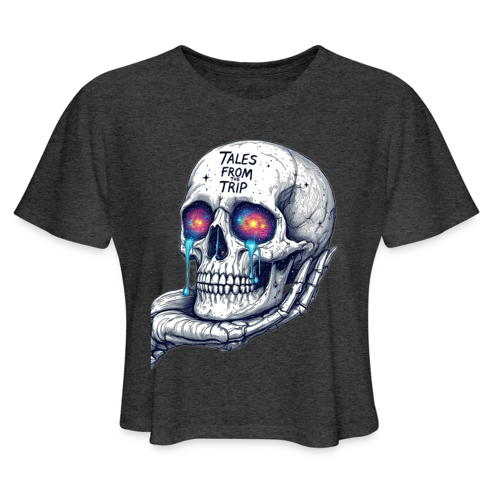 Galactic Skull Crop Top - deep heather