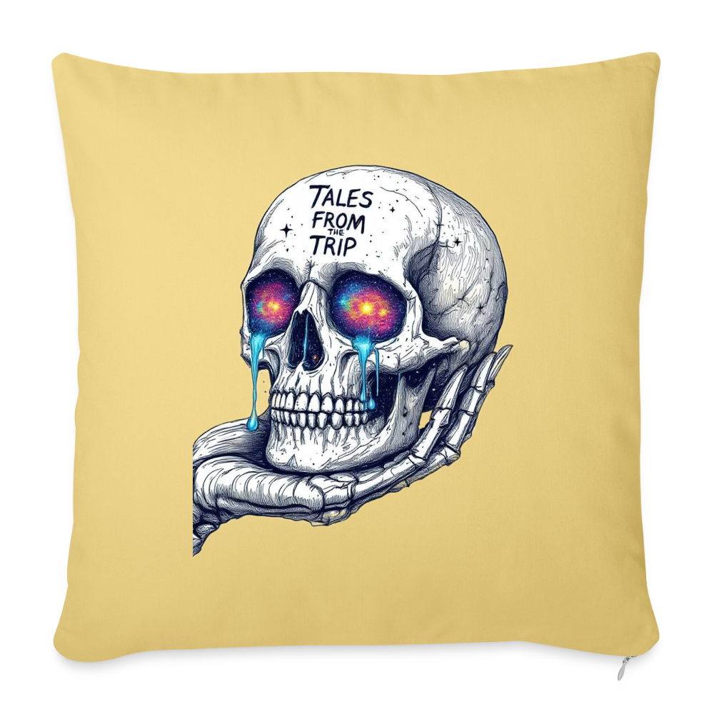Galactic Skull Pillow Cover 18” x 18” - washed yellow