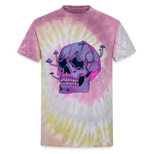 Mushroom Skull Unisex Tie Dye T-Shirt - Desert Rose