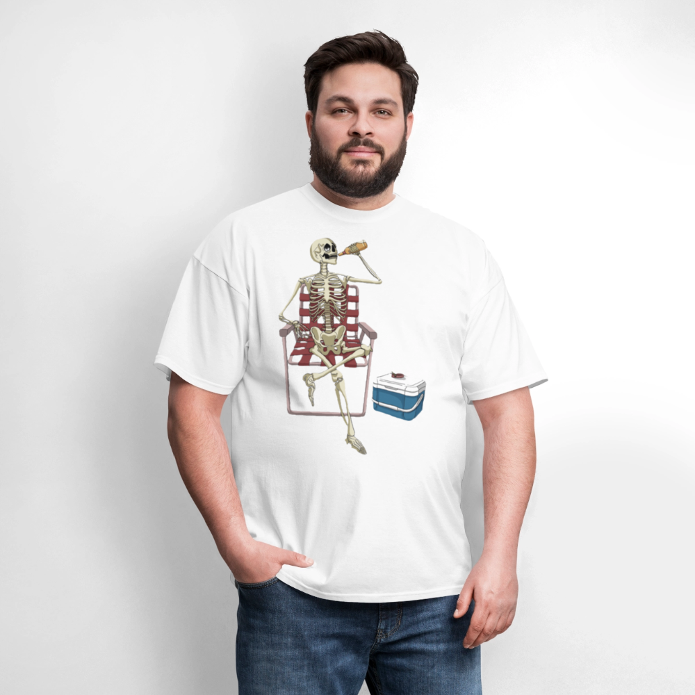 Lounging Skeleton Unisex T-Shirt - white