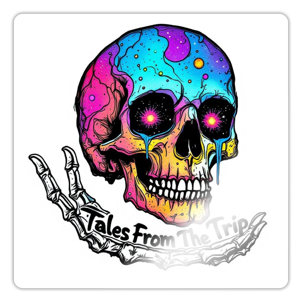 Tales From The Trip Galaxy Skull Sticker - white glossy
