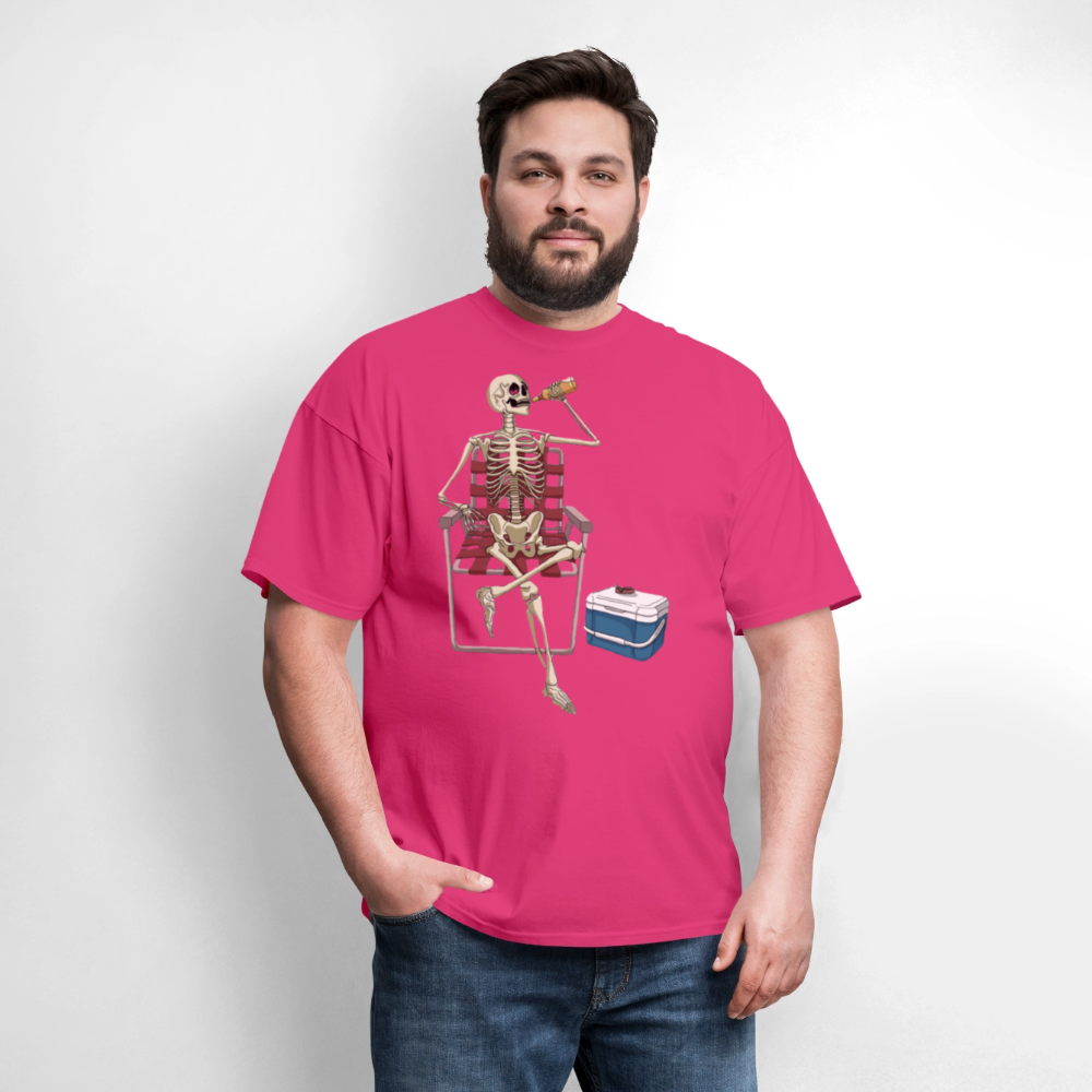 Lounging Skeleton Unisex T-Shirt - fuchsia