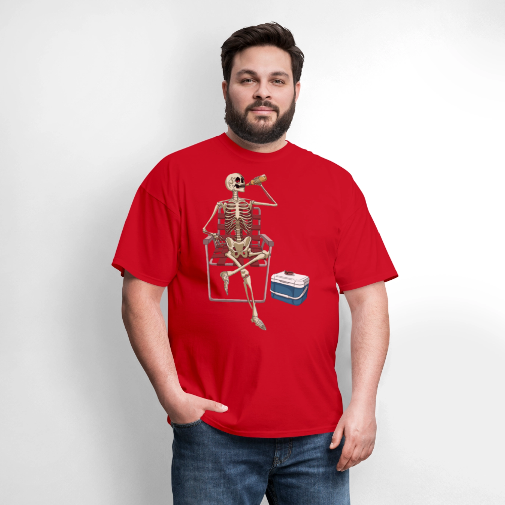 Lounging Skeleton Unisex T-Shirt - red