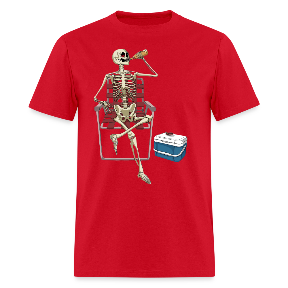 Lounging Skeleton Unisex T-Shirt - red