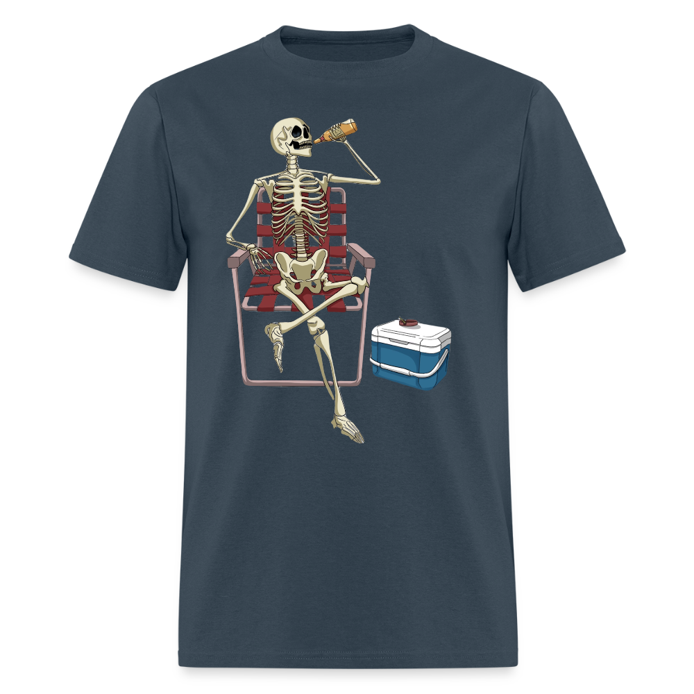 Lounging Skeleton Unisex T-Shirt -  blue dusk