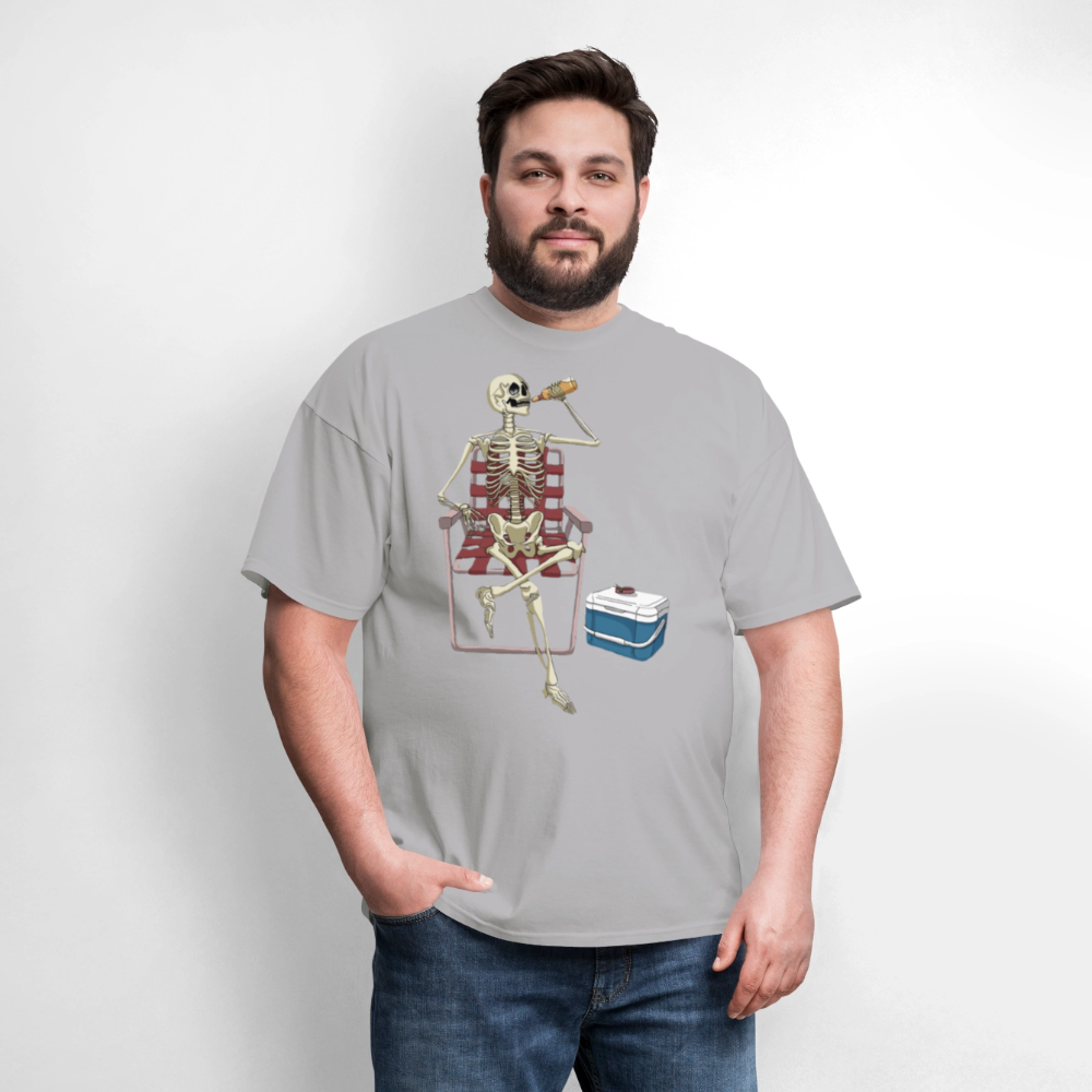 Lounging Skeleton Unisex T-Shirt - gravel 