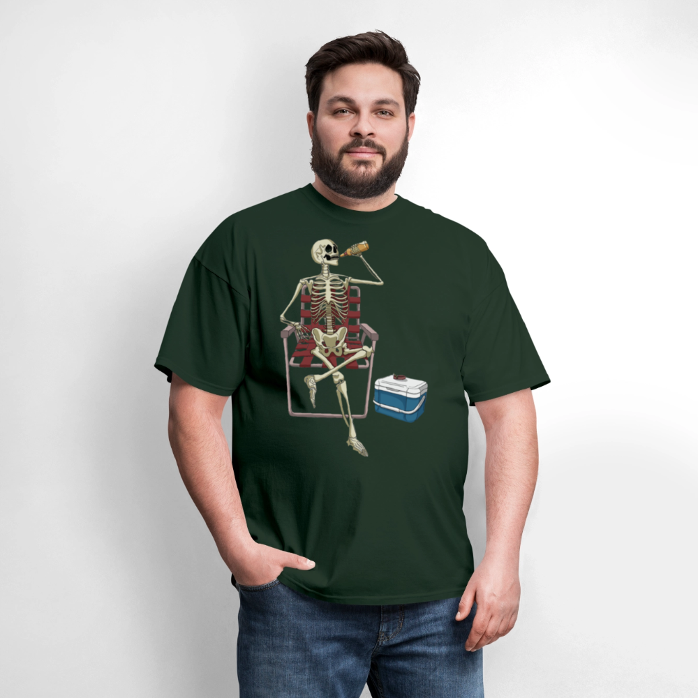 Lounging Skeleton Unisex T-Shirt - forest green