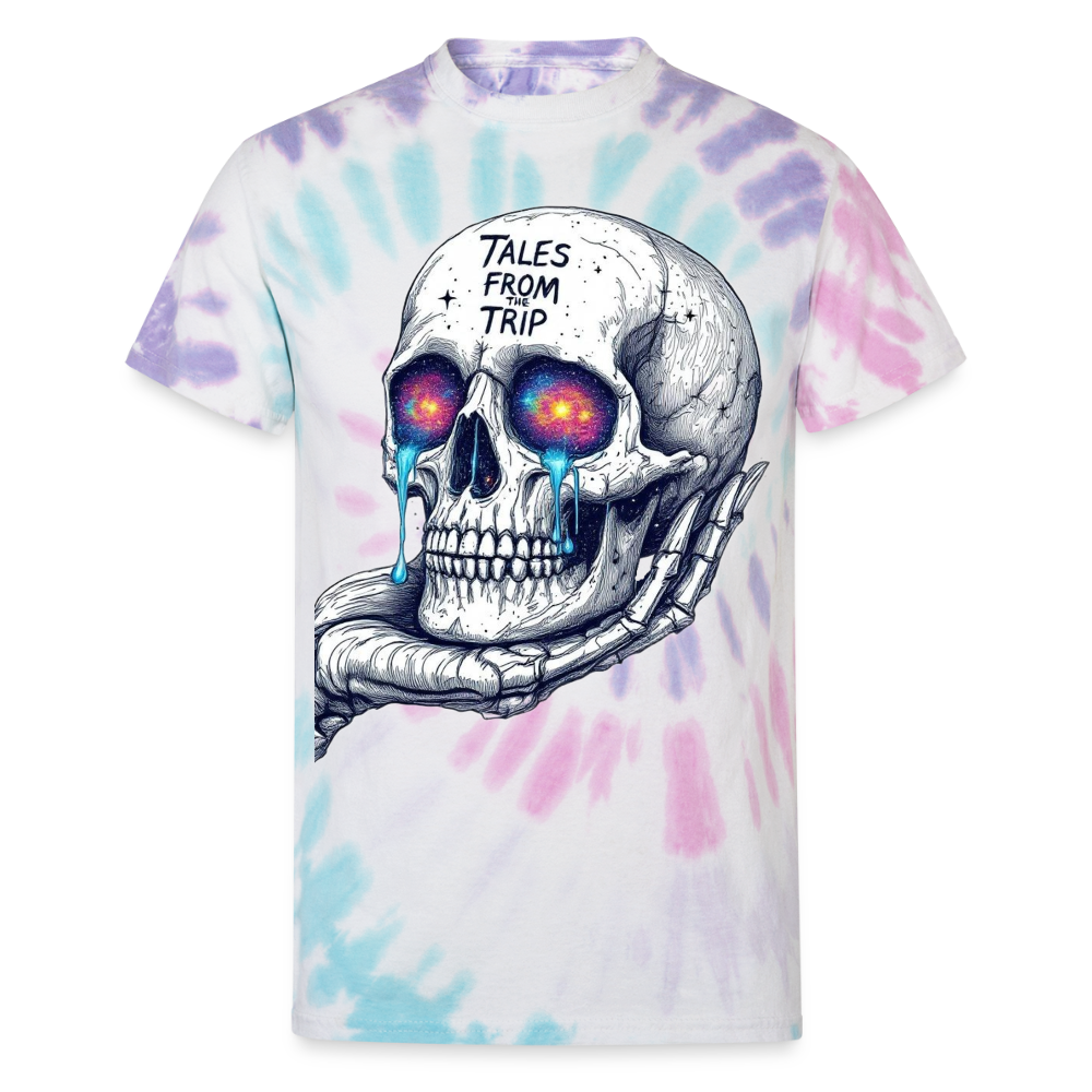 Galactic Skull Unisex Tie Dye T-Shirt - Pastel Spiral