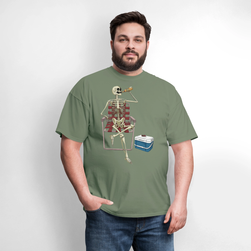 Lounging Skeleton Unisex T-Shirt - military green