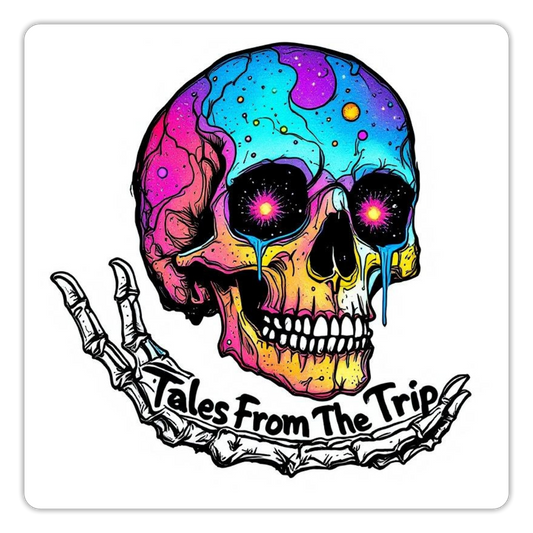 Tales From The Trip Galaxy Skull Sticker - white matte