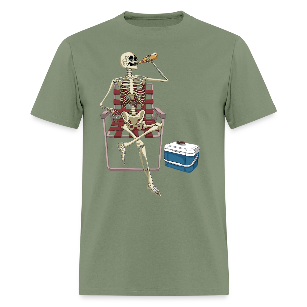 Lounging Skeleton Unisex T-Shirt - military green