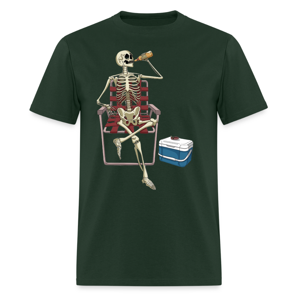Lounging Skeleton Unisex T-Shirt - forest green