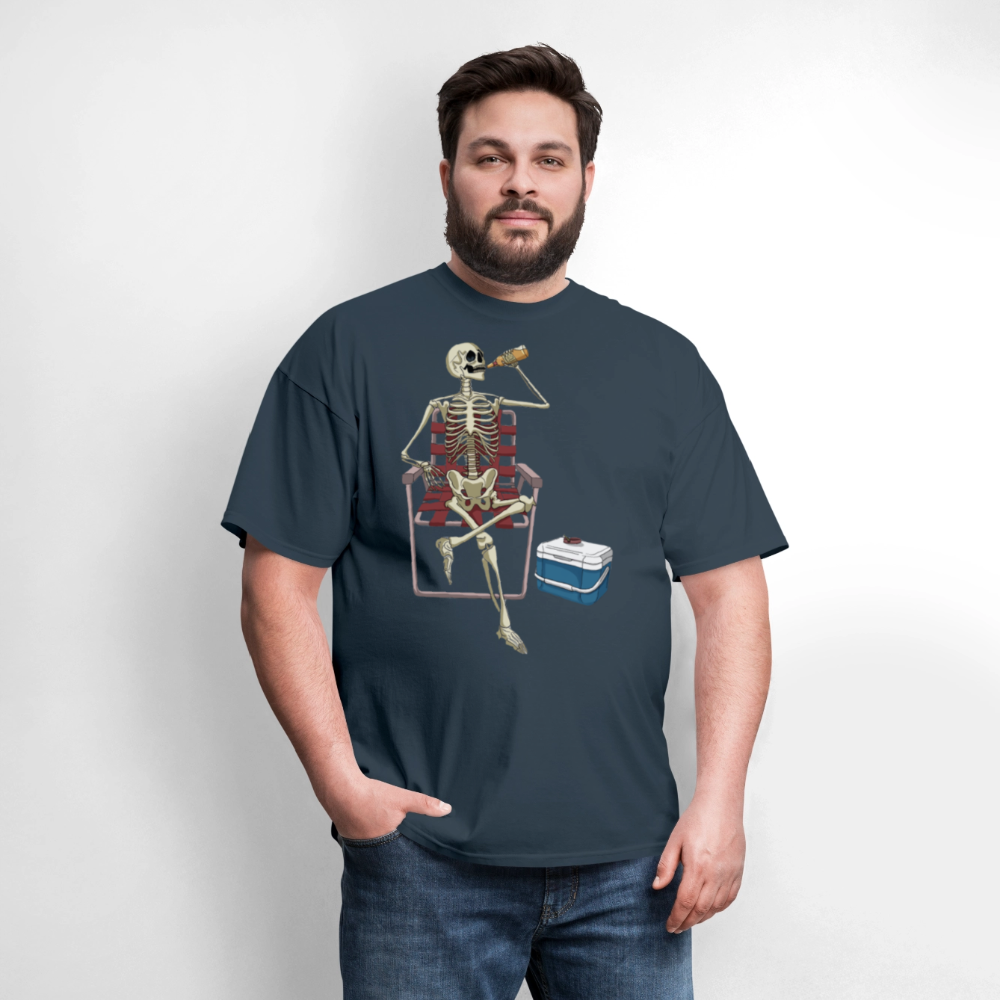 Lounging Skeleton Unisex T-Shirt -  blue dusk